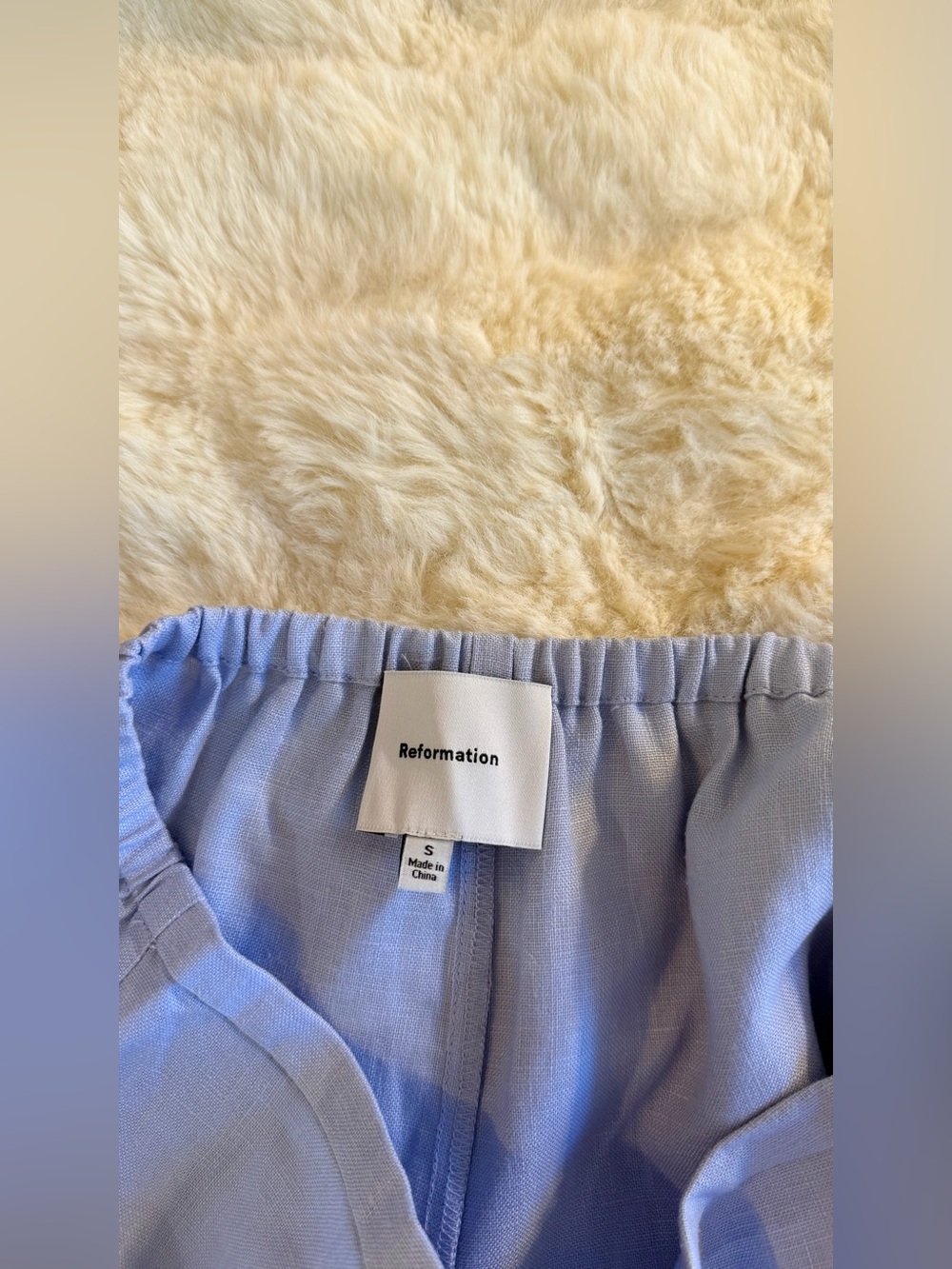 Reformation Fern Linen Short In Cloud Blue, NEW WITHOUT TAGS, NEVER WORN. - Picture 9 of 10